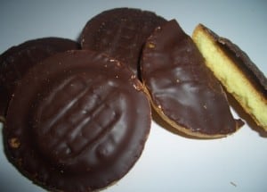 In case you're not from the UK, these are Jaffa Cakes! A lovely mess if eaten 'properly.'