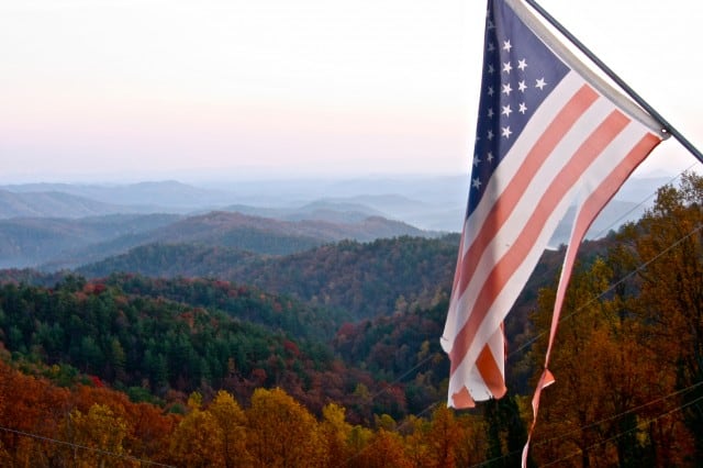 Flag at Blue Ridge Mountains